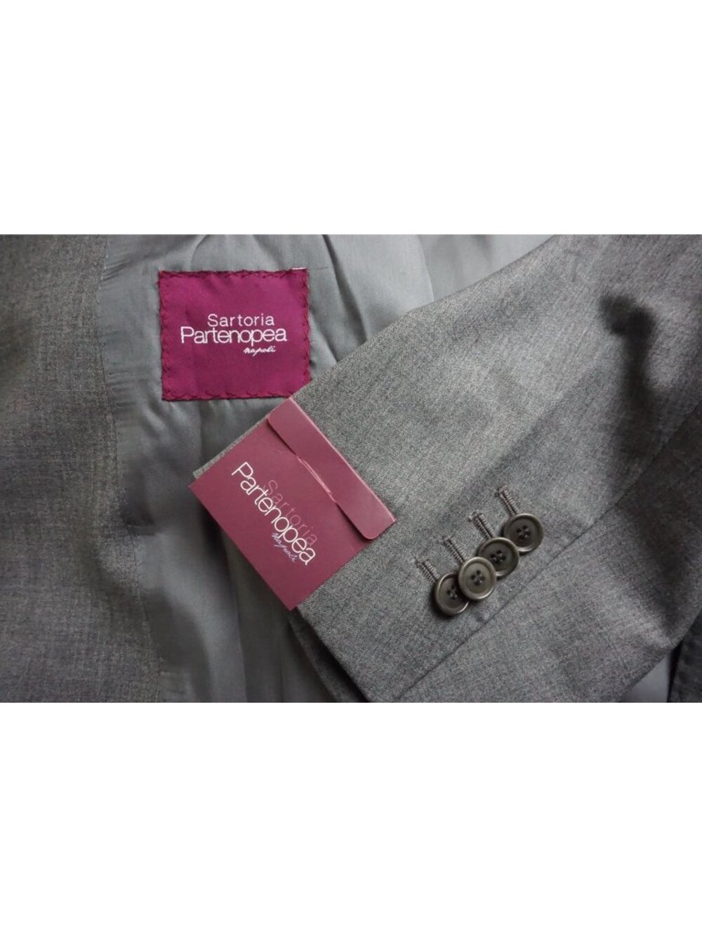 Sartoria Partenopea Solid Gray Wool 2 Pc Suit Jacket Pants Sz 60S EU BRAND NEW